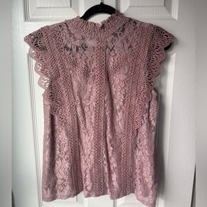 Cable & Gauge Lace Blouse - Mauve